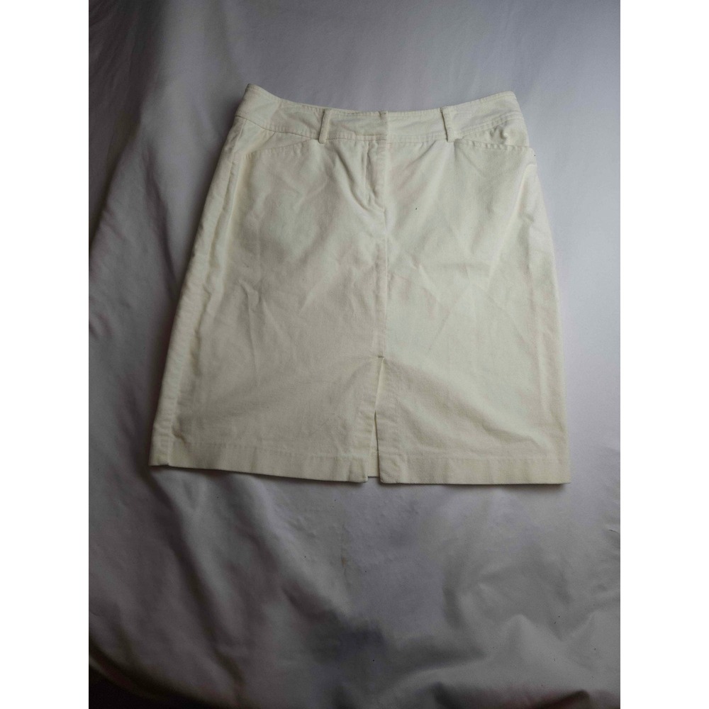 New York & Company Cream Corduroy Pencil Skirt Size 10 Knee Length Womens